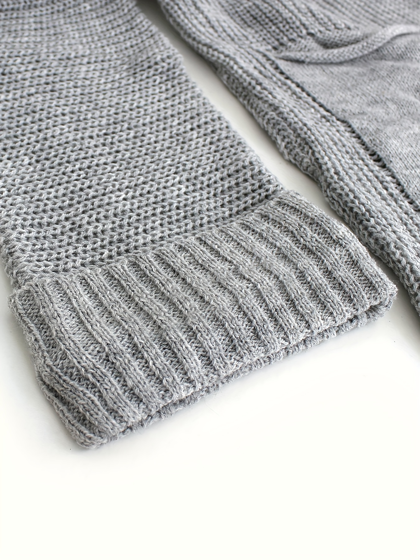 solid length knit cardigan casual open front long sleeve sweater with pockets womens clothing details 4