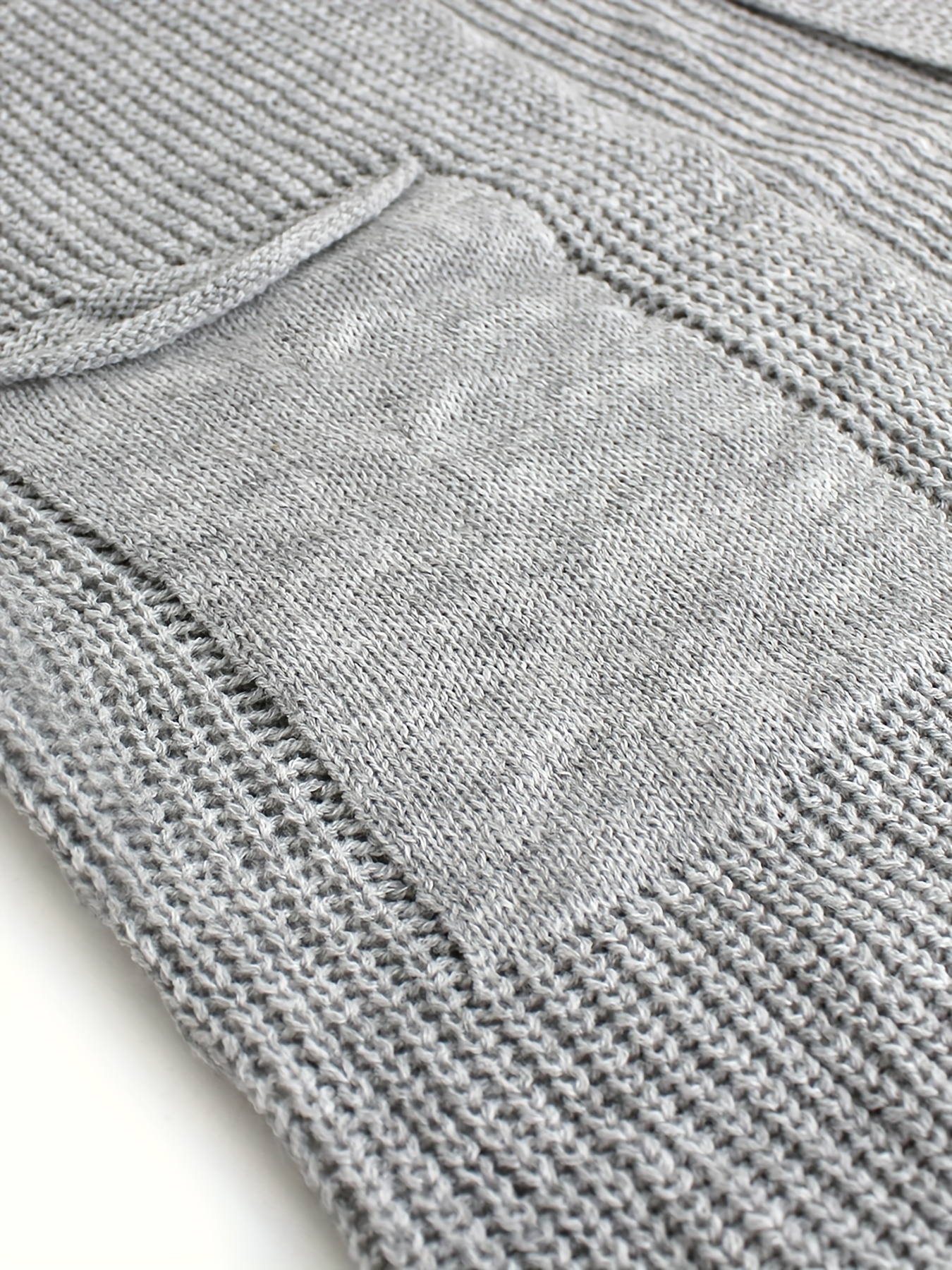 solid length knit cardigan casual open front long sleeve sweater with pockets womens clothing details 5