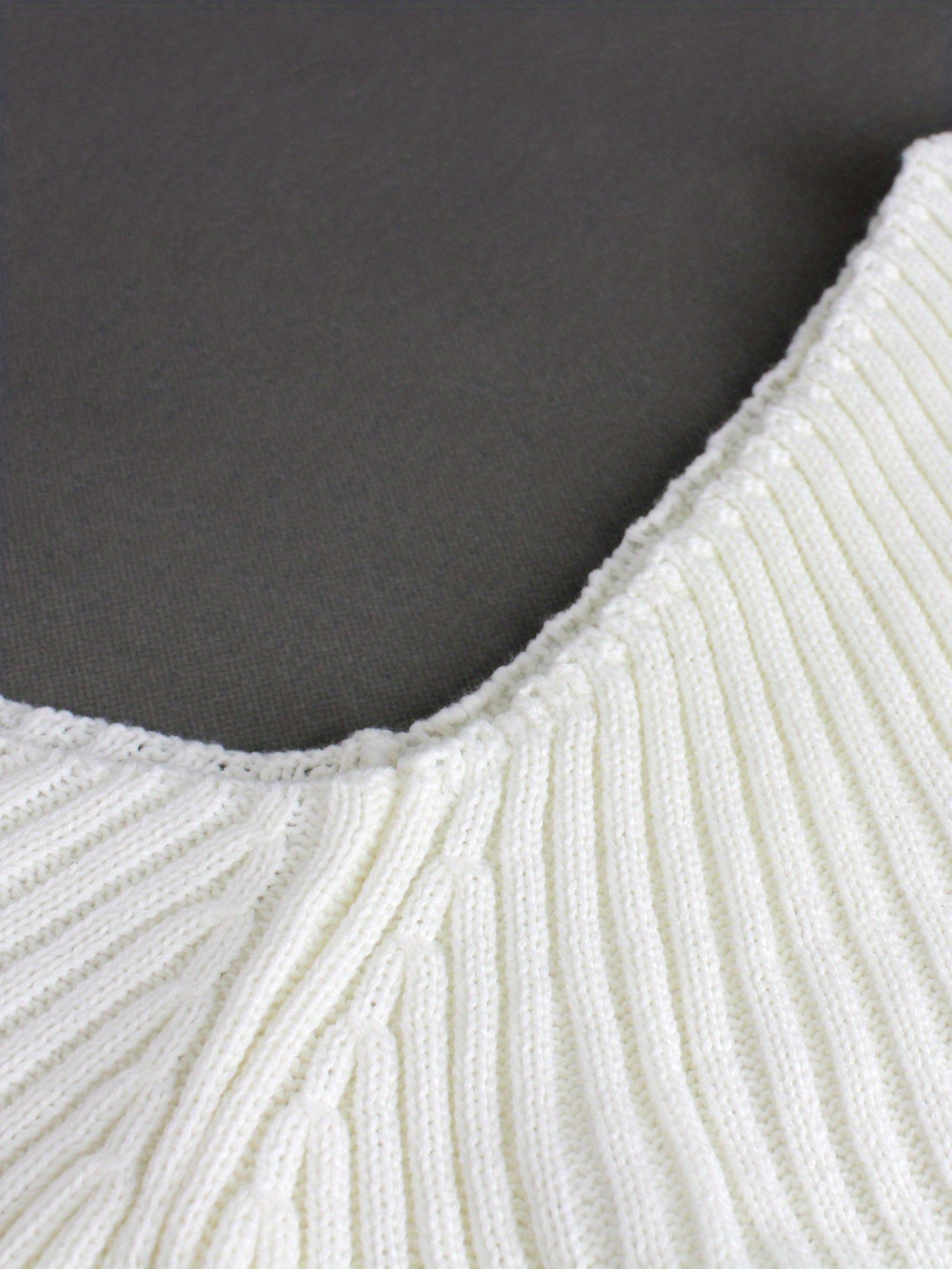 ribbed asymmetrical neck knit crop sweater sexy cold shoulder long sleeve pullover sweater womens clothing details 3