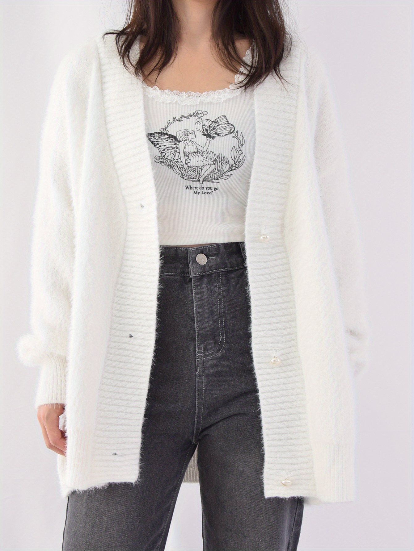 valentines day v neck cardigan elegant long sleeve cardigan for womens clothing details 6