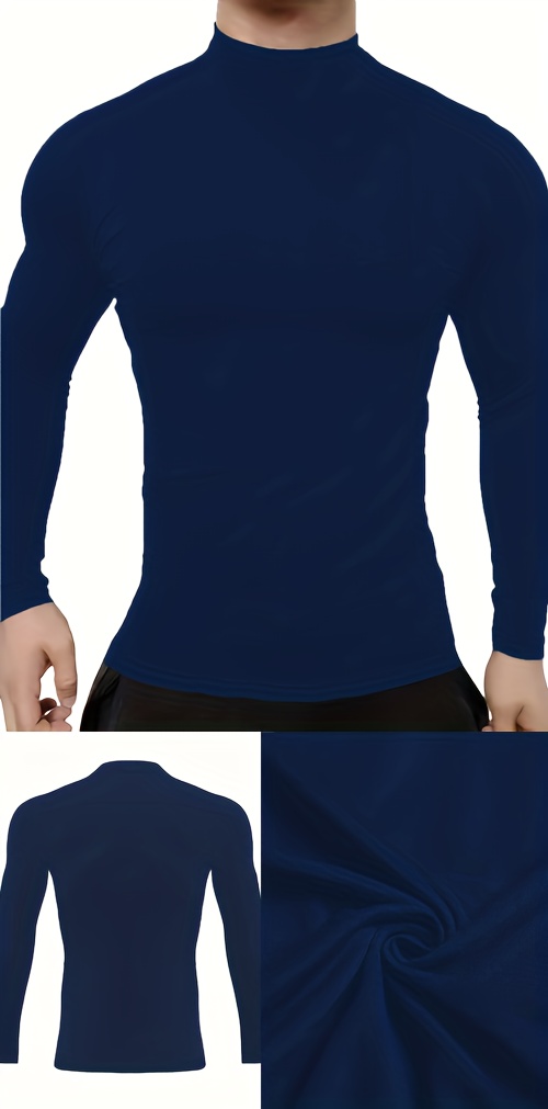 mens graphic design mock neck long sleeve active t shirt tee casual comfy shirts for autumn mens clothing tops details 2