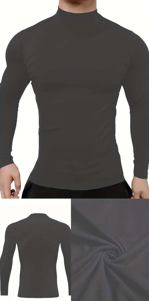 mens graphic design mock neck long sleeve active t shirt tee casual comfy shirts for autumn mens clothing tops details 7