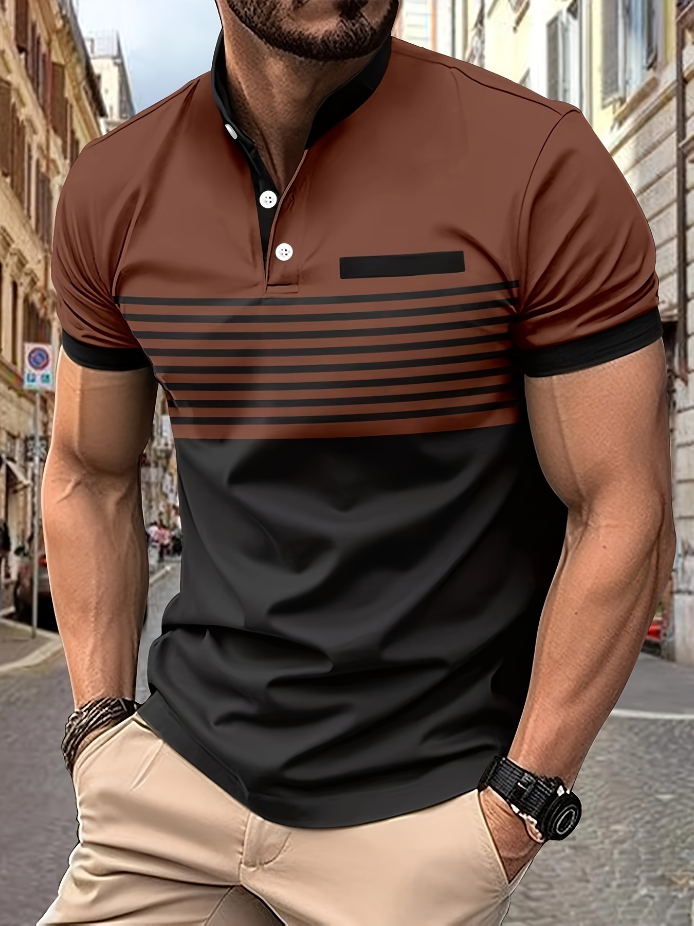 summer mens fashionable lapel short sleeve t shirt suitable for commercial entertainment occasions such as tennis and golf mens clothing as gifts details 0