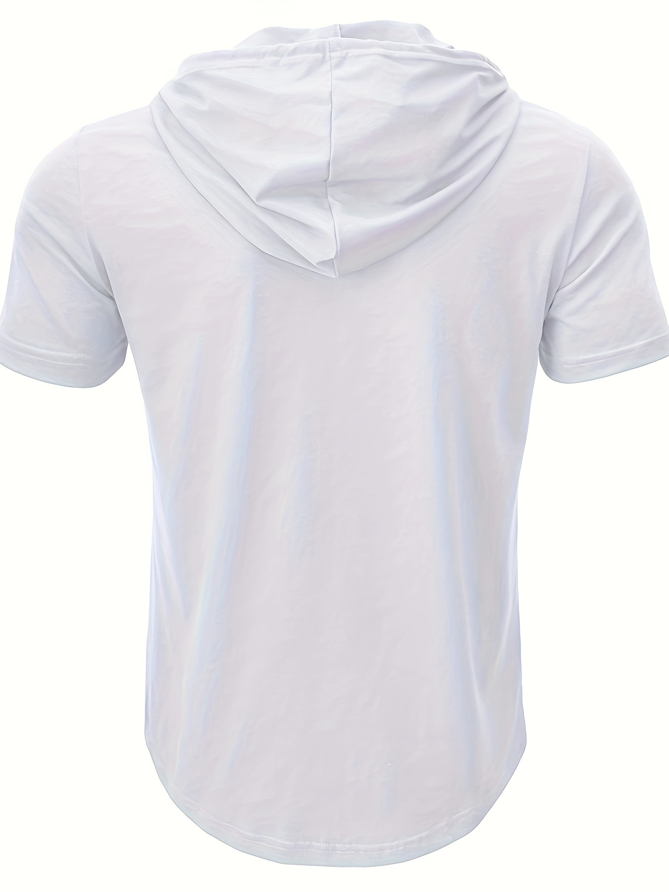 solid color mens stretch slim fit short sleeve hooded henley shirt with drawstring for summer outdoor details 6
