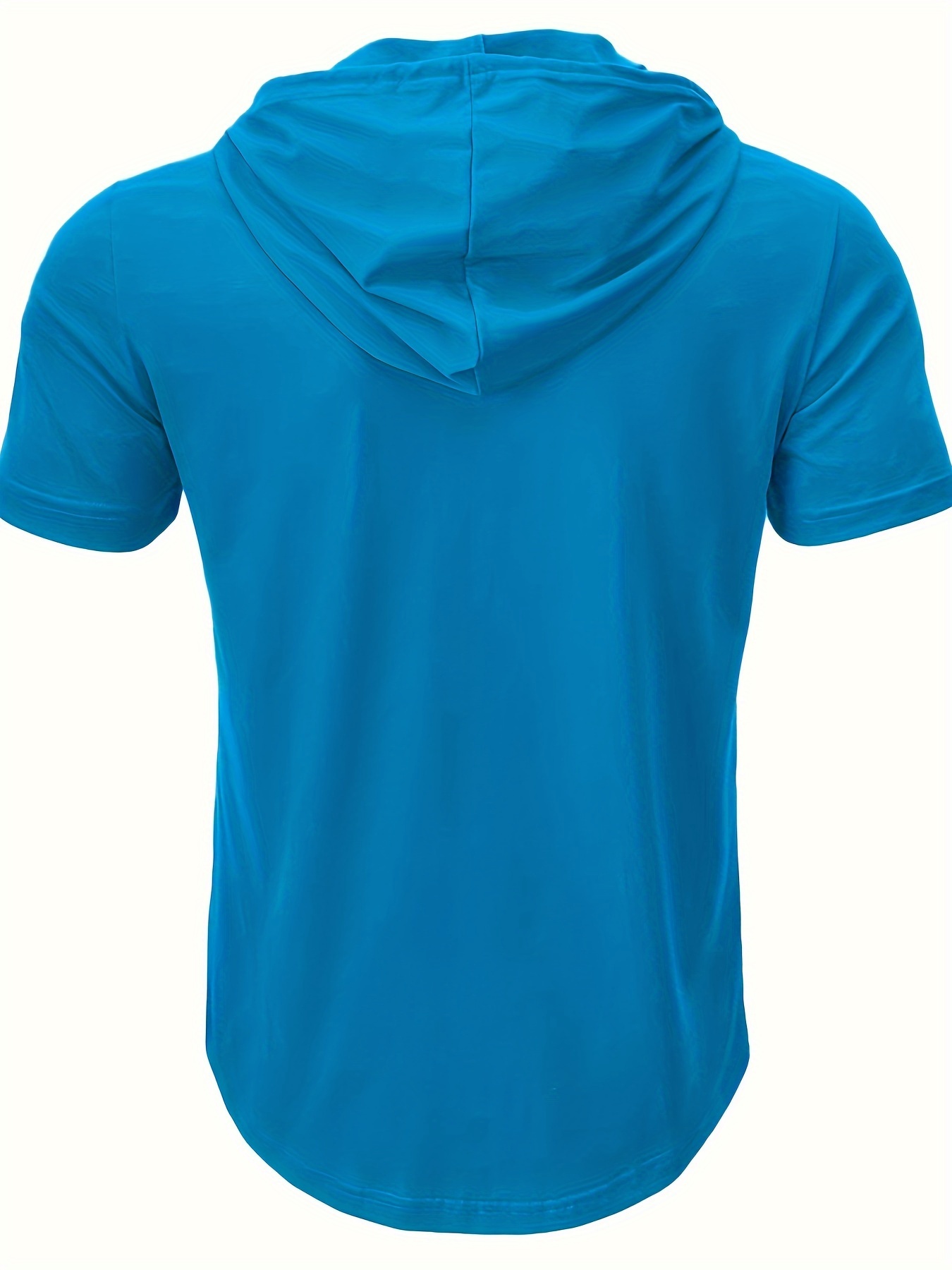 solid color mens stretch slim fit short sleeve hooded henley shirt with drawstring for summer outdoor details 15