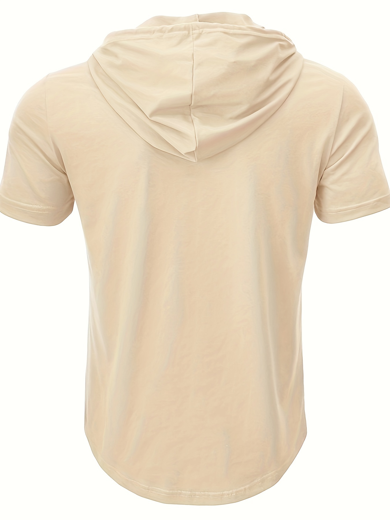 solid color mens stretch slim fit short sleeve hooded henley shirt with drawstring for summer outdoor details 30