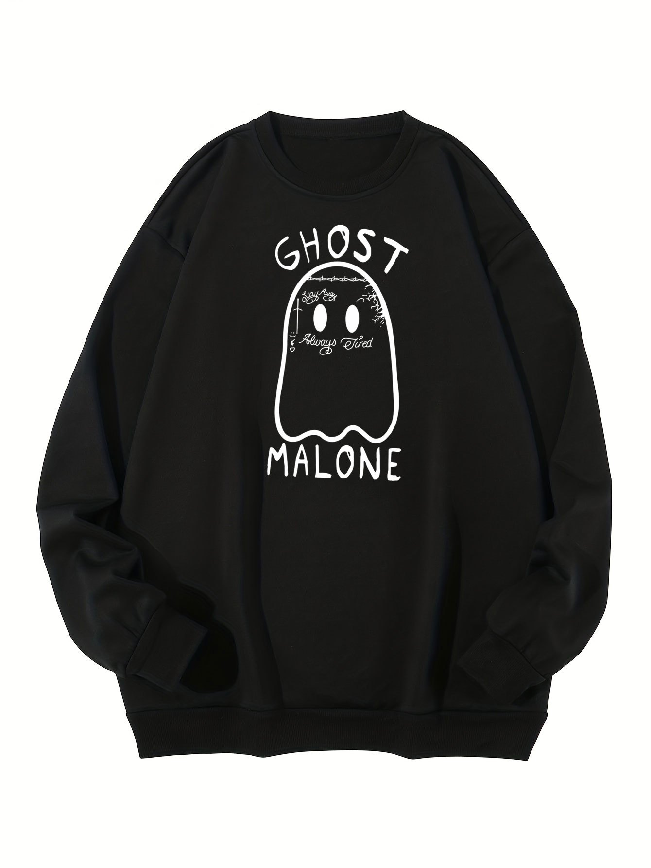 plus size mens halloween ghost print sweatshirt for autumn winter mens clothing details 0