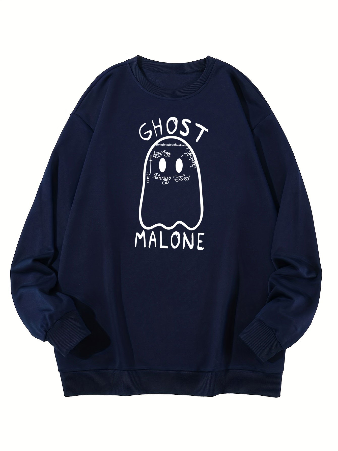 plus size mens halloween ghost print sweatshirt for autumn winter mens clothing details 2
