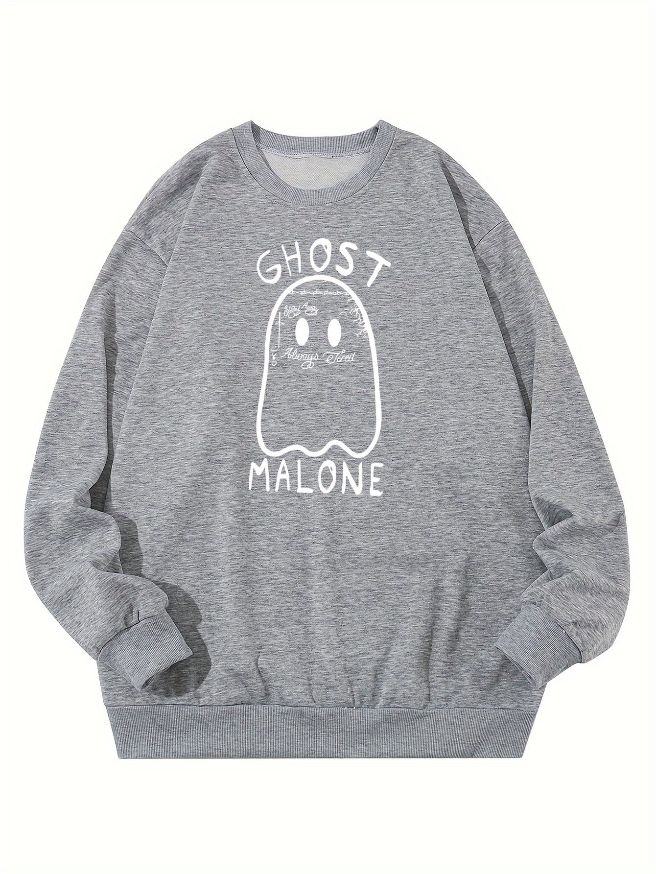 plus size mens halloween ghost print sweatshirt for autumn winter mens clothing details 4