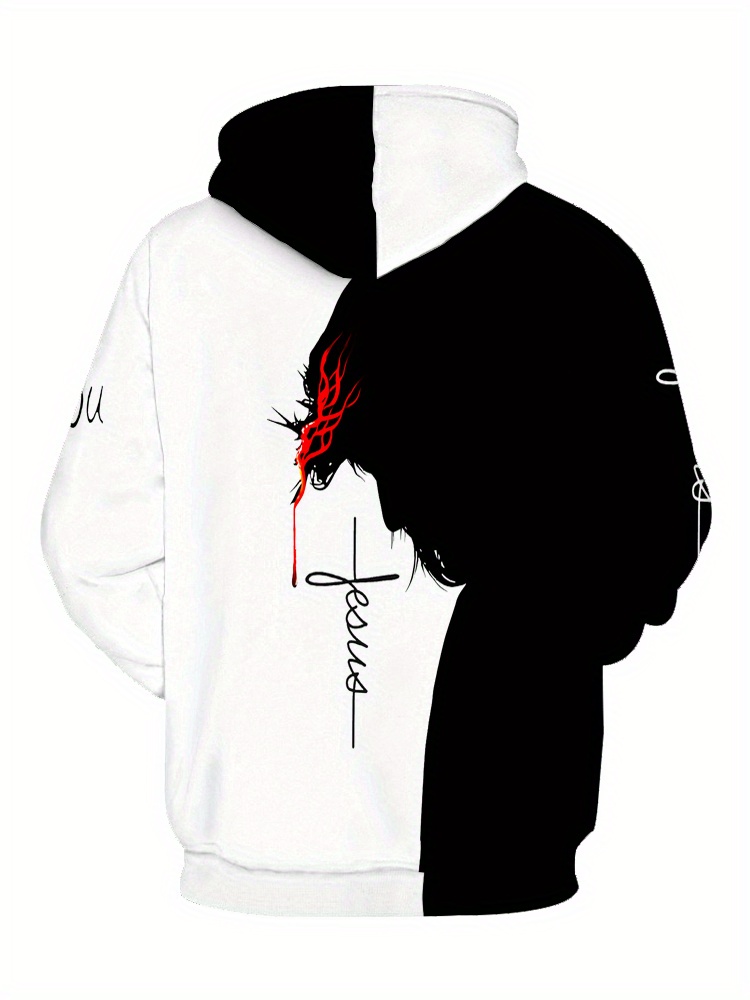 plus size mens animal print hoodies oversized hooded sweatshirt for autumn winter mens clothing details 1