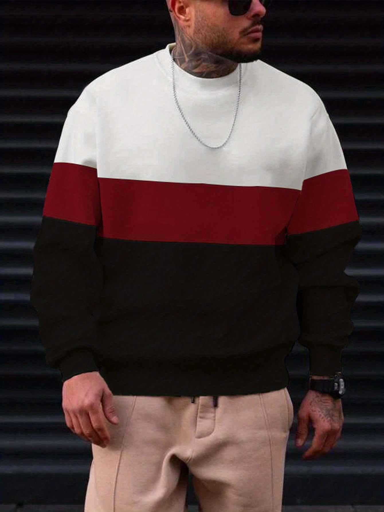 plus size mens   sweatshirt for spring autumn oversized trendy crew neck pullover tops for males mens clothing details 2