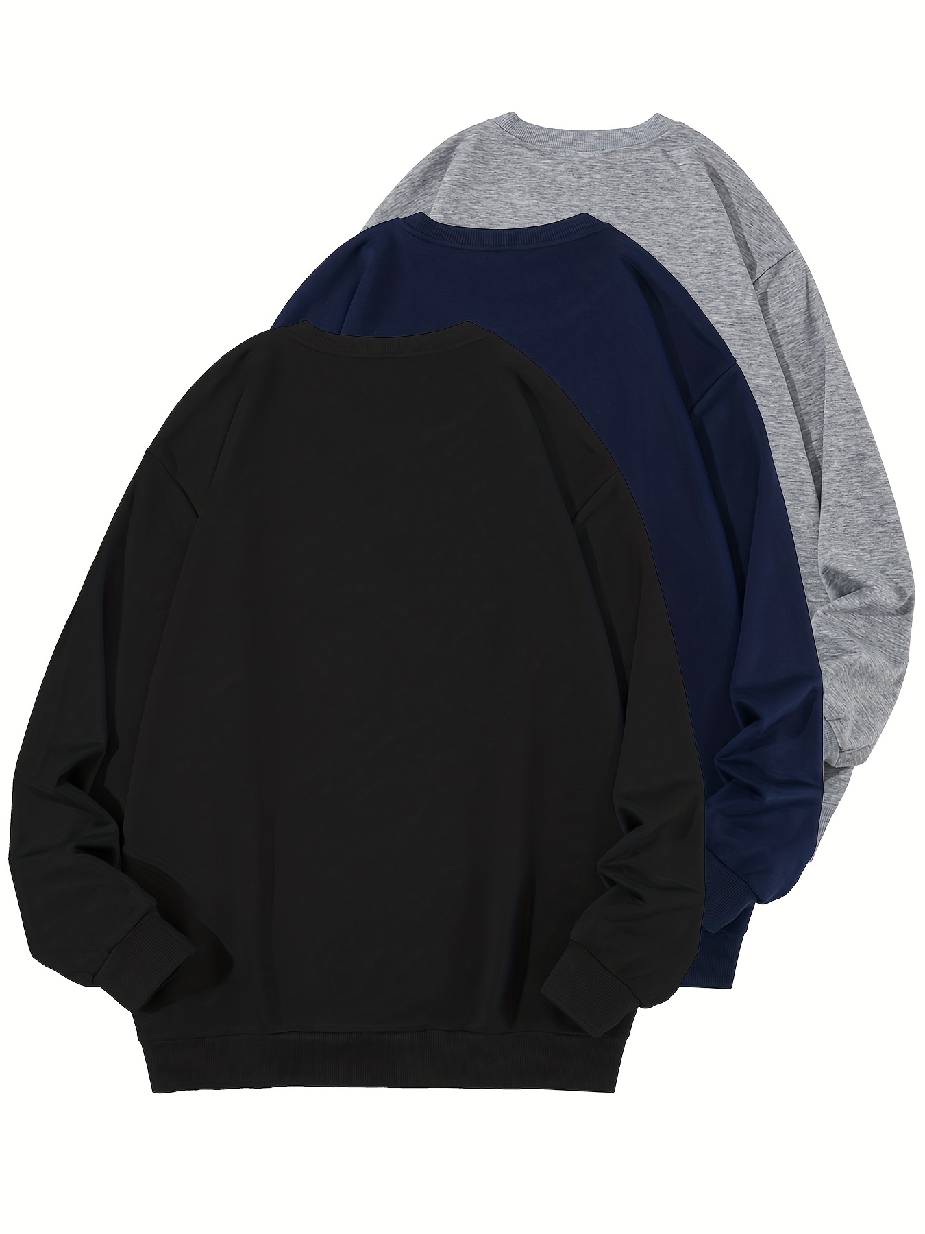 1 2 3pcs plus size mens solid sweatshirts for autumn winter mens clothing details 1