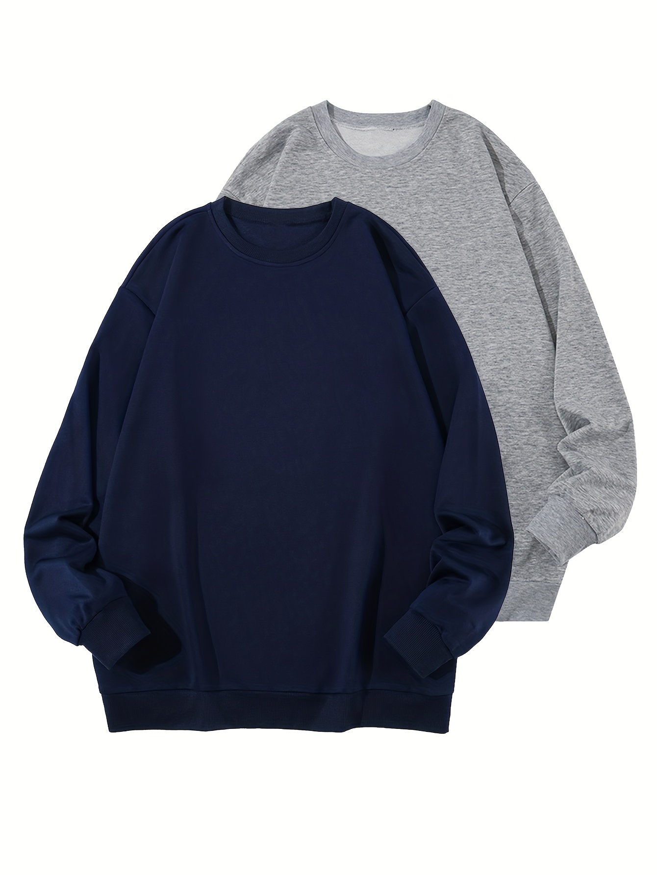 1 2 3pcs plus size mens solid sweatshirts for autumn winter mens clothing details 7