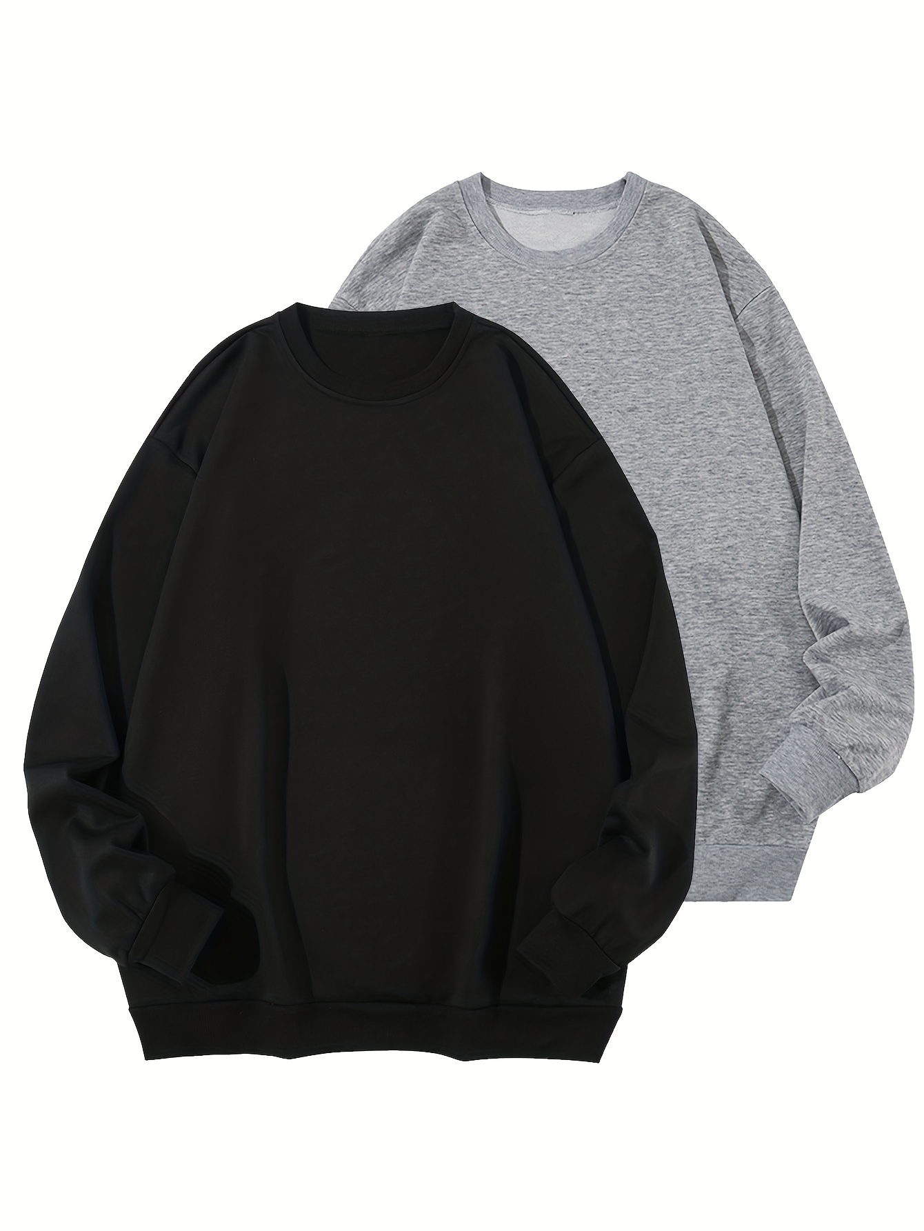 1 2 3pcs plus size mens solid sweatshirts for autumn winter mens clothing details 8